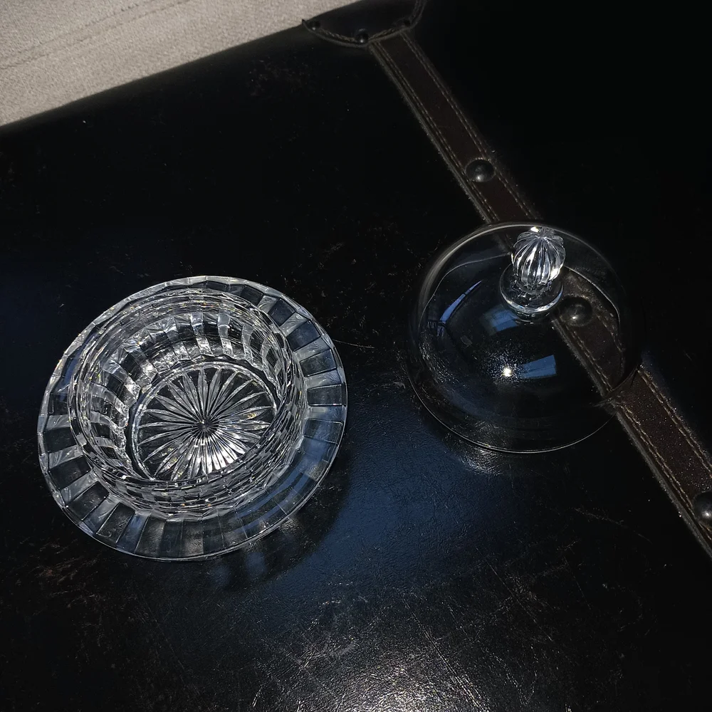 Mikasa Salina Clear Glass Condiment Jam Butter Dish with Lid